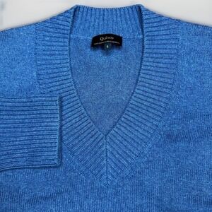 Quince Mongolian Cashmere Sweater Womens Small Heather Storm Blue Oversized V